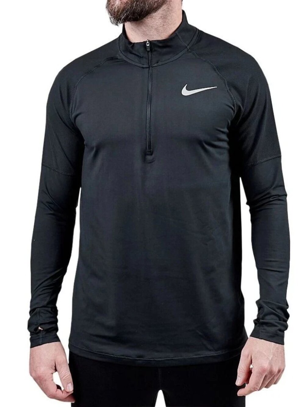 Nike Men's Dri-FIT Element 1/4 Zip Running Black Shirt Top LG Large AH8973-010
